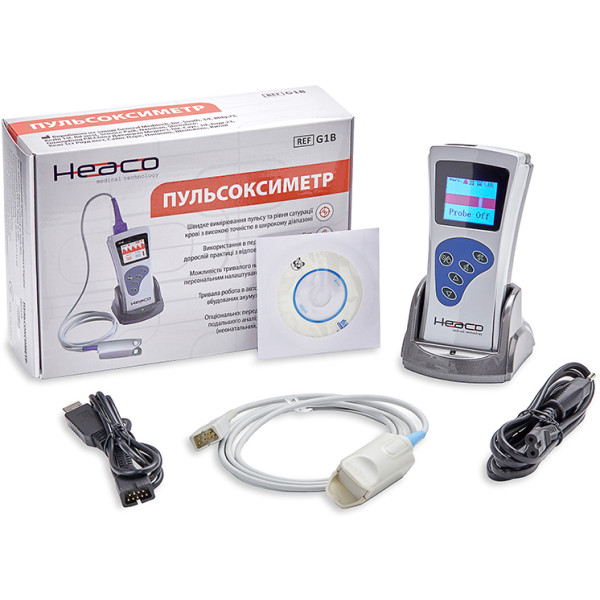 Фото - Пульсоксиметр Heaco G1B укомплектований датчиком Sp02 для дорослого