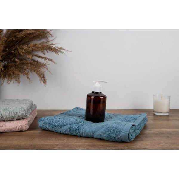 Фото - Рушник для обличчя GM Textile блакитний листочок махровий 50х90