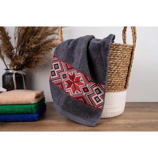 Фото - Рушник банний GM Textile махровий сірий Єдність 70х140
