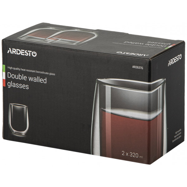 Фото - Набір склянок з подвійними стінками Ardesto 320 мл 2 шт. (AR2637G)