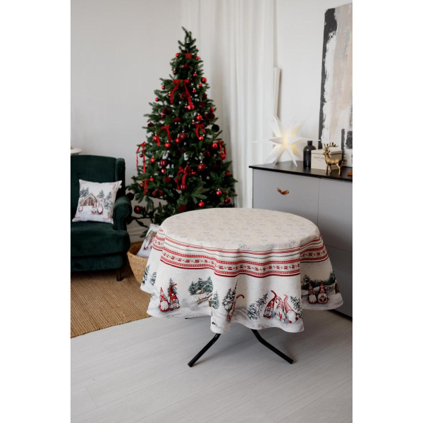 Фото - Скатертина кругла Прованс новогодня Snowfall D180 см (041705)