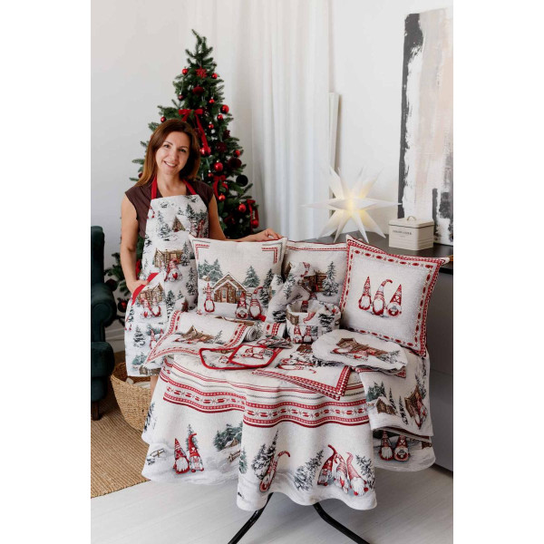 Фото - Скатертина кругла Прованс новогодня Snowfall D180 см (041705)