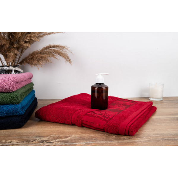 Фото - Рушник для обличчя GM Textile махровий червоний бамбук 50x90