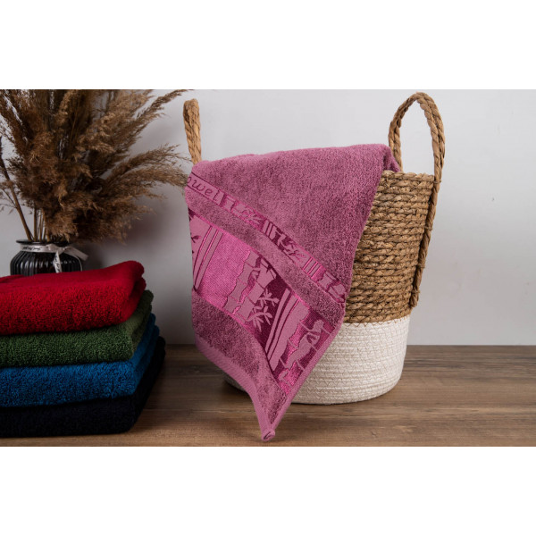 Фото - Рушник банний GM Textile махровий пудра бамбук 70x140