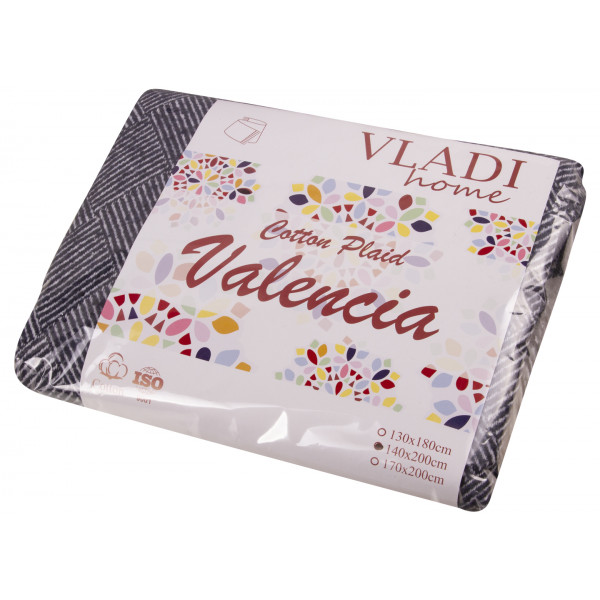 Фото - Плед полуторный Vladi Валенсия Parquet бело-синий 140х200