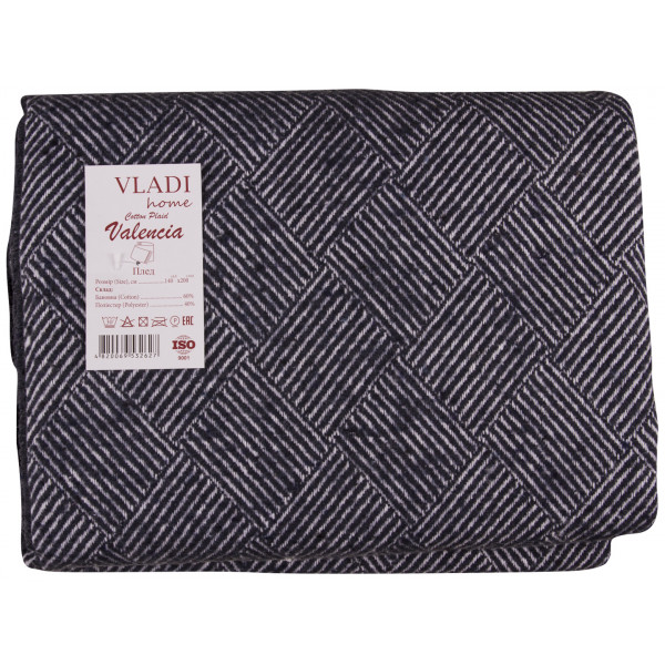 Фото - Плед полуторный Vladi Валенсия Parquet бело-синий 140х200