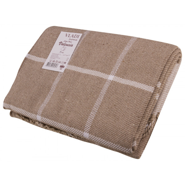 Фото - Плед полуторний Vladi Валенсія Harry біл-пісок-пісок 140х200