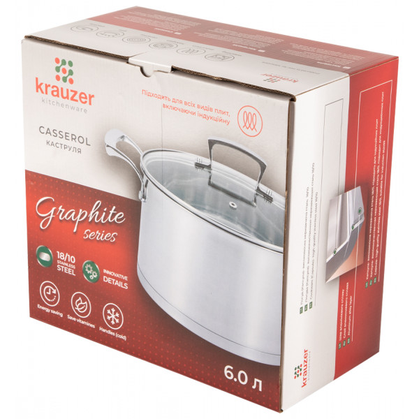 Фото - Кастрюля Krauzer Graphite 6 л 24 см (78314)
