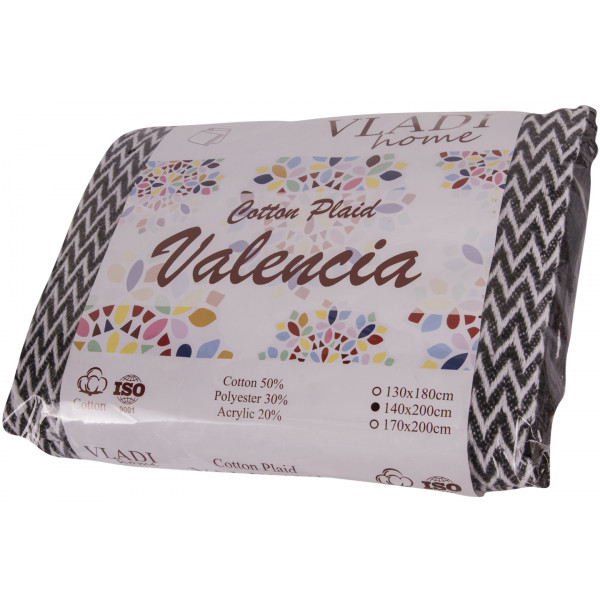 Фото - Плед полуторний Vladi Валенсія Antonio біл-т.кор. 140х200