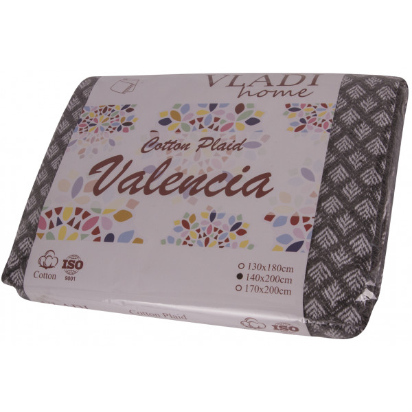 Фото - Плед полуторний Vladi Валенсія Rolly біл-дим  140х200