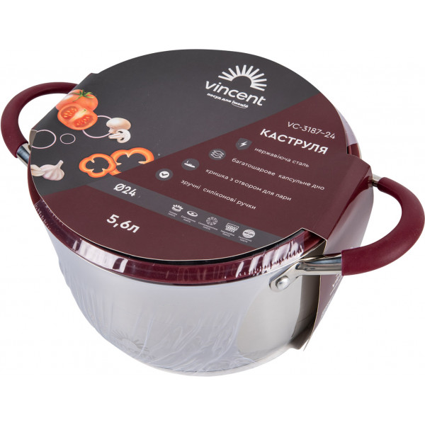 Фото - Кастрюля Vincent 5,6 л (VC-3187-24)