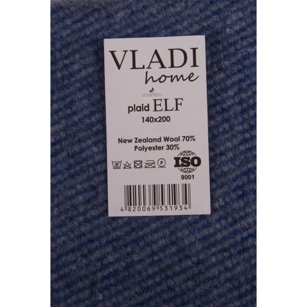 Фото - Плед полуторний Vladi Ельф Liam бел- голубой-т.синий 140х200