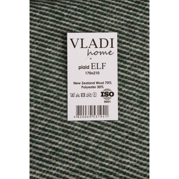 Фото - Плед двоспальний Vladi Ельф Liam бел-салат -т.зеленый 170х210