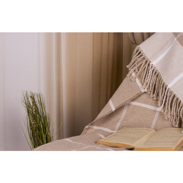 Фото - Плед полуторний Vladi Валенсія Harry біл-пісок-пісок 140х200