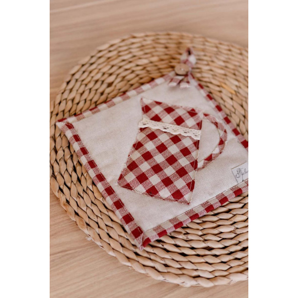Фото - Прихватка Прованс Глечик червона клітинка 20х20 см (039355)