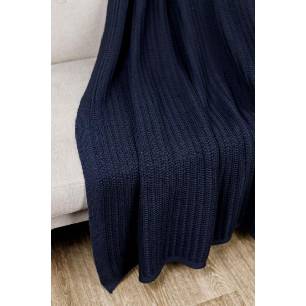 Фото - Плед односпальный Прованс вязаный Cotton синий 130х170 см (039530)