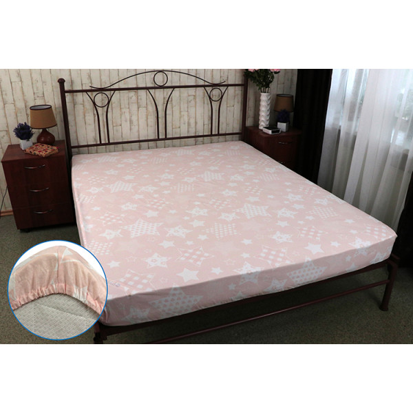 Фото - Простирадло двоспальне Руно 160х200 Beige star бязь (500.114У_Beige star)