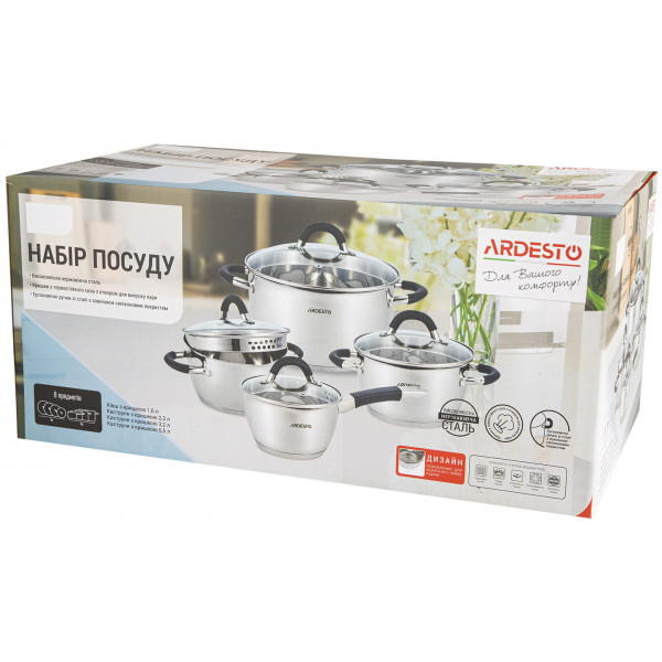 Фото - Набір посуду Ardesto AR1908GS Gemini Livorno 8 пр.