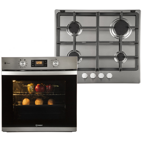 Фото - Духова шафа + варильна поверхня газова Indesit IFWS 3841 JH IX + THP 641 IX/I