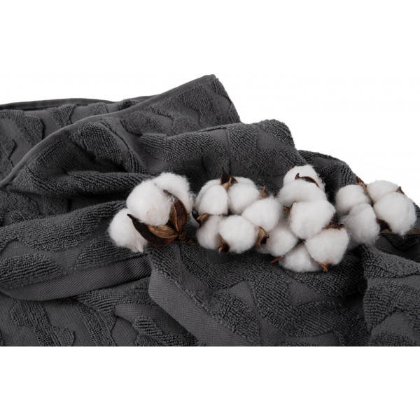 Фото - Рушник для обличчя GM Textile махровий жакардовий сірий (зігзаг) 50х90