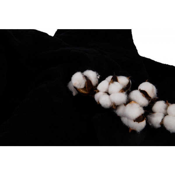 Фото - Рушник банний GM Textile махровий жакардовий чорний (зігзаг) 70х140