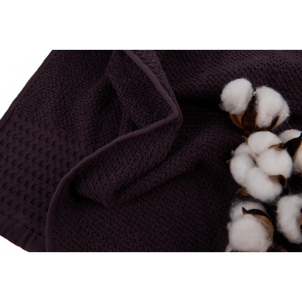 Фото - Рушник для обличчя GM Textile махровий вафельний бордюр темно-коричневий 50х90