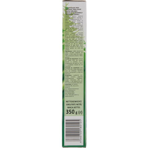 Фото - Пральний порошок GRUNWALD д/руч.прання Гірська Свіжість 350 г