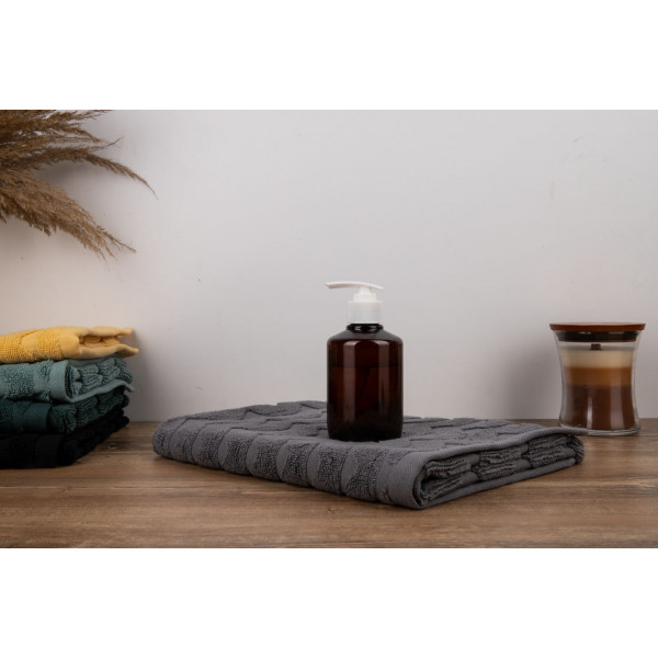 Фото - Рушник для обличчя GM Textile махровий жакардовий сірий (зігзаг) 50х90