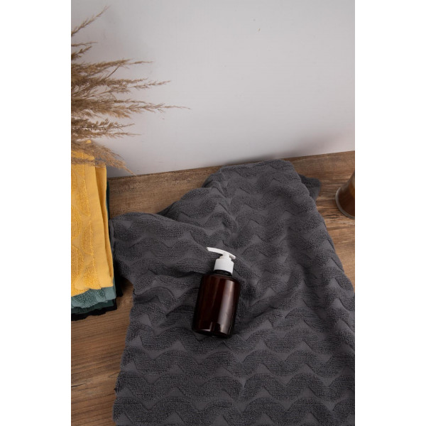 Фото - Рушник для обличчя GM Textile махровий жакардовий сірий (зігзаг) 50х90