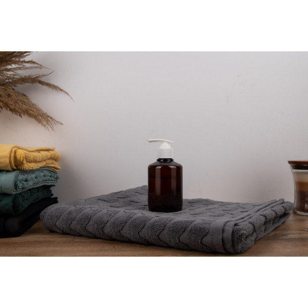 Фото - Полотенце банное GM Textile махровое жаккардовое серый (зигзаг) 70х140