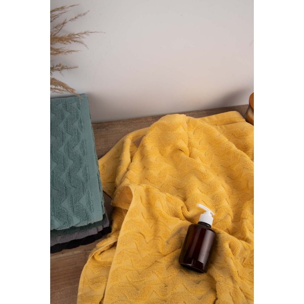 Фото - Полотенце банное GM Textile махровое жаккардовое желтый (зигзаг) 70х140