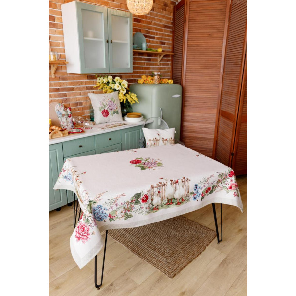 Фото - Скатерть прямоугольная Прованс Гуси 135х300 см (034101)