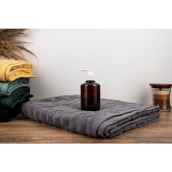 Фото - Рушник банний GM Textile махровий жакардовий сірий (зігзаг) 100х150