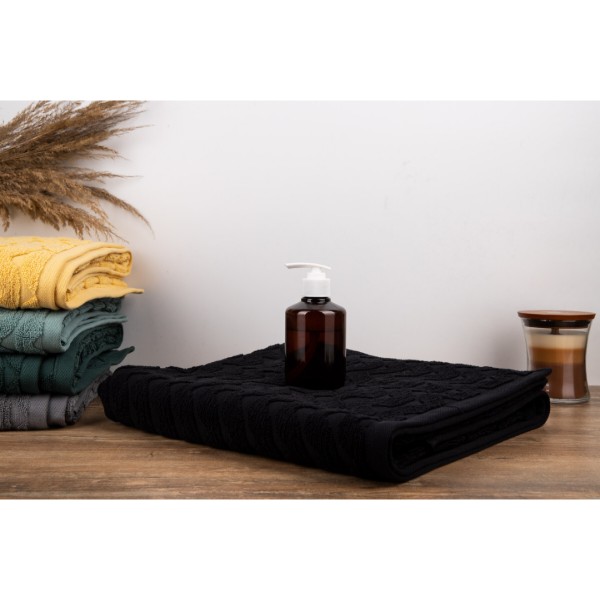 Фото - Полотенце банное GM Textile махровое жаккардовое черный (зигзаг) 100х150