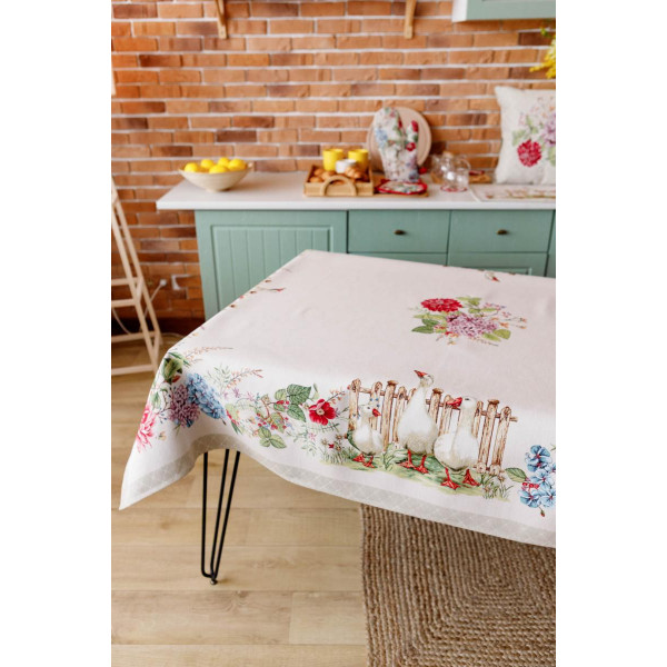 Фото - Скатертина прямокутна Прованс Гуси 135х350 см (034127)