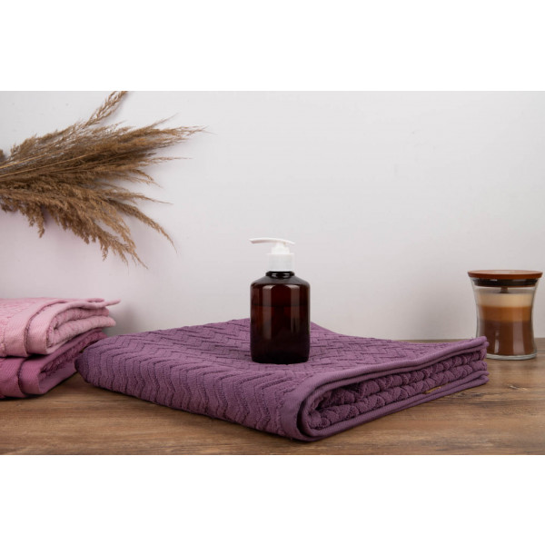 Фото - Рушник банний GM Textile махровий жакардовий велюр темно-фіолетовий 70х140
