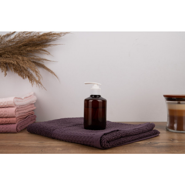 Фото - Рушник для обличчя GM Textile махровий вафельний бордюр темно-коричневий 50х90