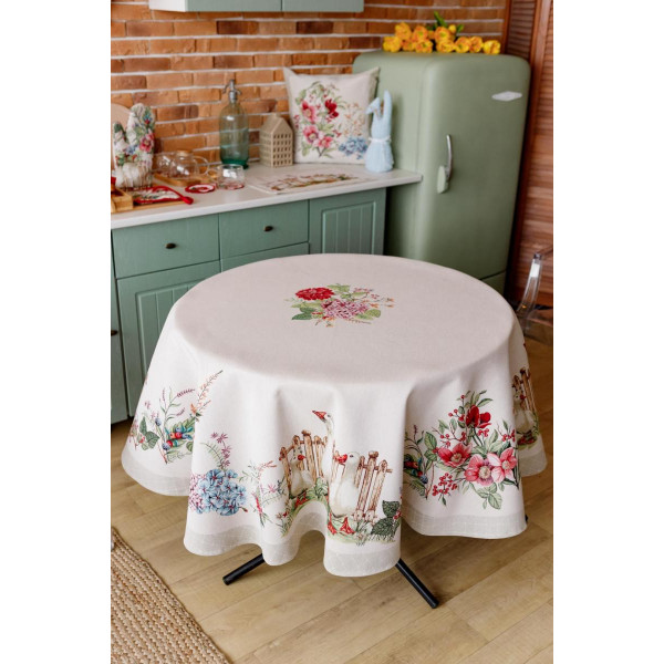 Фото - Скатертина кругла Прованс Гуси D180 см (034131)