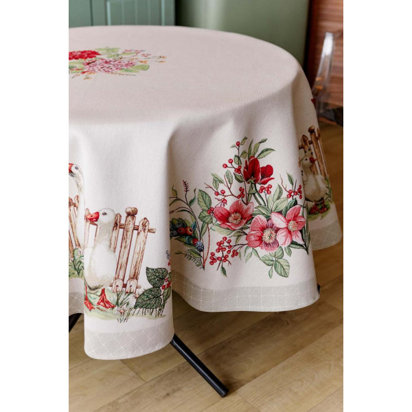 Фото - Скатертина кругла Прованс Гуси D180 см (034131)