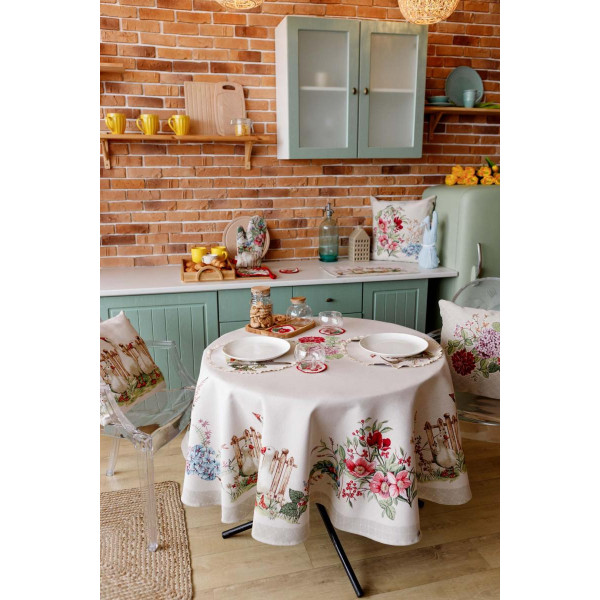 Фото - Скатертина кругла Прованс Гуси D180 см (034131)