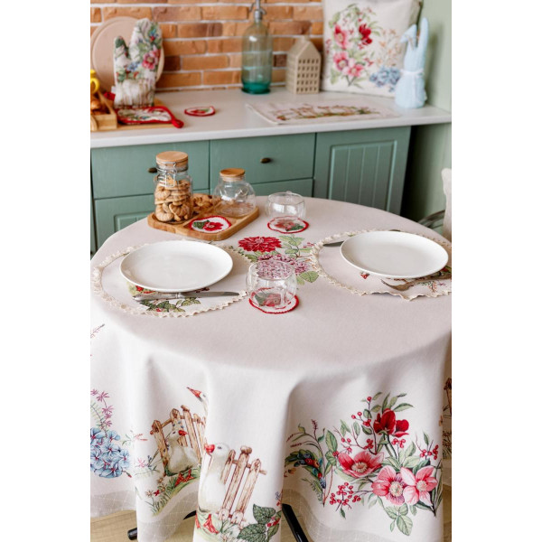 Фото - Скатертина кругла Прованс Гуси D180 см (034131)