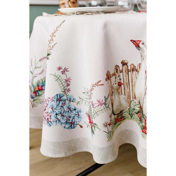 Фото - Скатертина кругла Прованс Гуси D180 см (034131)