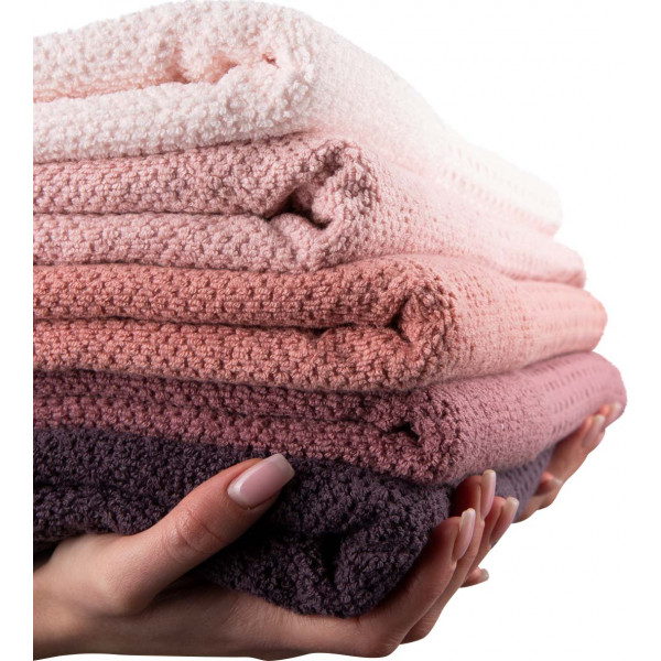 Фото - Полотенце банное GM Textile махровое вафельное бордюр светло-коралловый 70х140