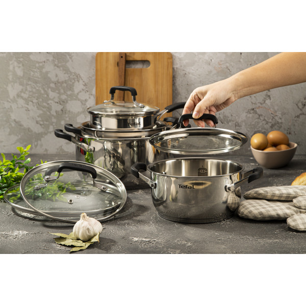 Фото - Набор посуды Tefal E493S874 Cook&Cool 8 пр., 18/20/24 см, сотейник 16 см с/кр