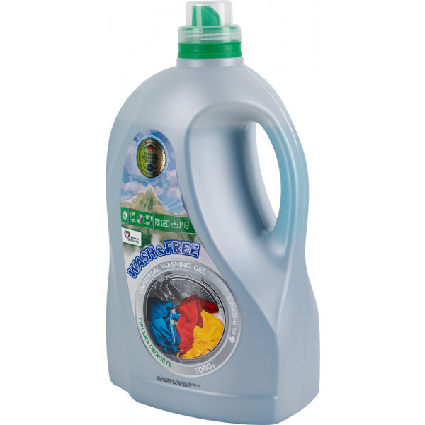 Фото - Гель для прання WASH & FREE Універсальний Гірська свіжість 5000г