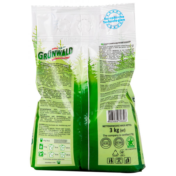 Фото - Пральний порошок GRUNWALD Гірська свіжість 3 кг (GRL06593)