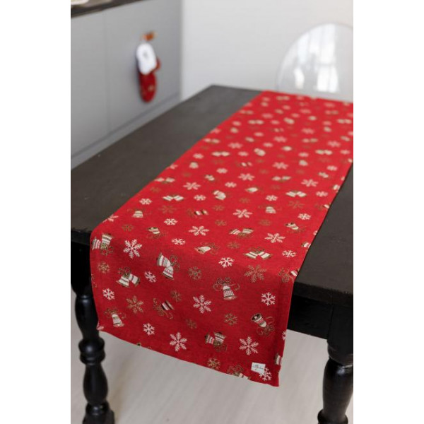 Фото - Скатертина раннер Прованс Дзвіночки на червоному 40х180 см (036828)