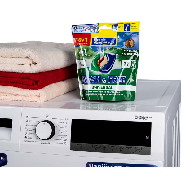 Фото - Капсули для прання WASH & FREE Гірська свіжість 10 + 1 шт