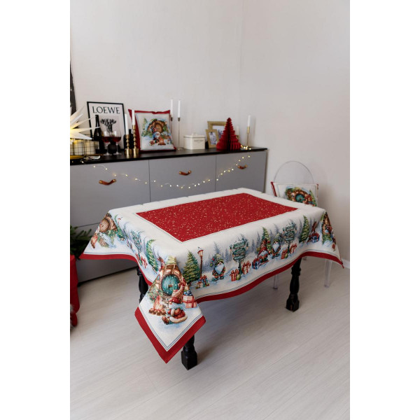 Фото - Скатертина овальна Прованс Різдвяне багаття 135х220 см (037402)