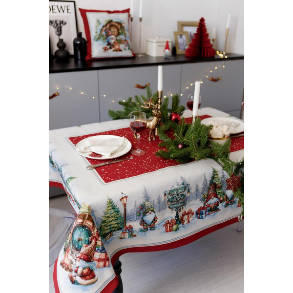 Фото - Скатертина овальна Прованс Різдвяне багаття 135х220 см (037402)